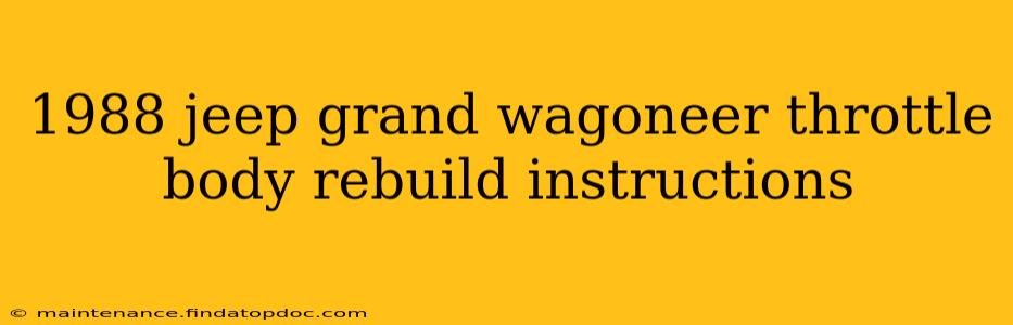 1988 jeep grand wagoneer throttle body rebuild instructions