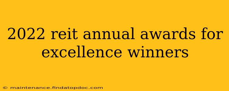 2022 reit annual awards for excellence winners