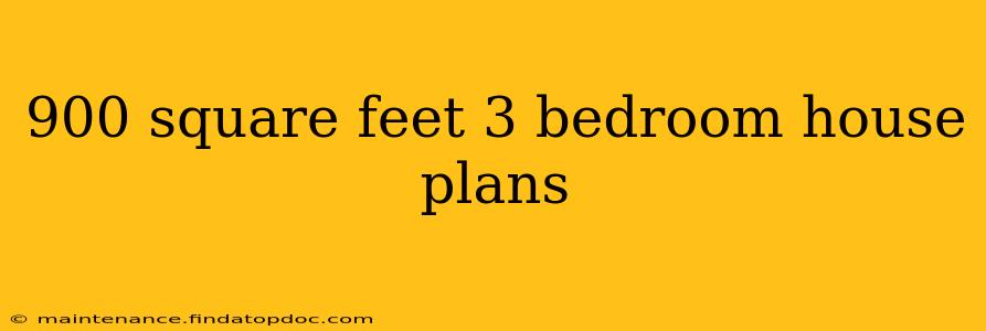 900 square feet 3 bedroom house plans