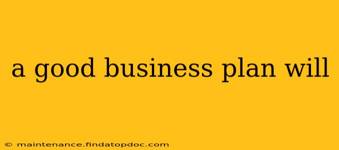 a good business plan will