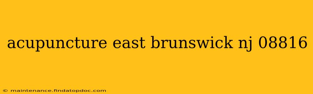 acupuncture east brunswick nj 08816