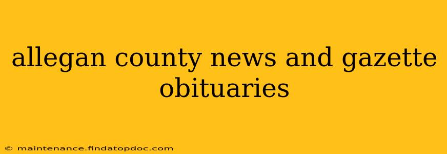 allegan county news and gazette obituaries