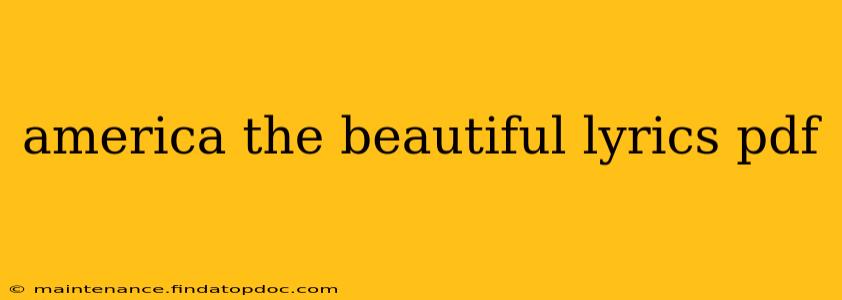 america the beautiful lyrics pdf