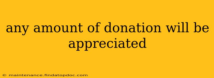 any amount of donation will be appreciated