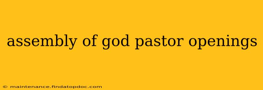 assembly of god pastor openings