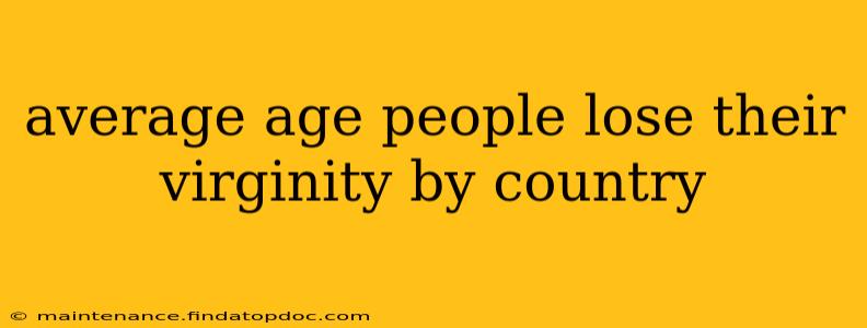 average age people lose their virginity by country