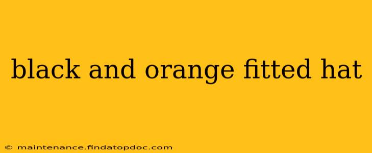 black and orange fitted hat