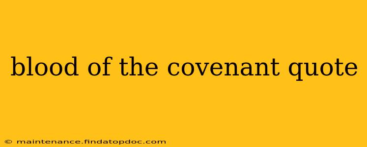 blood of the covenant quote