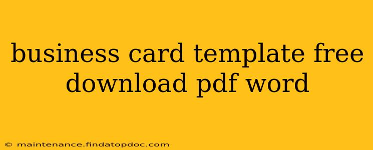 business card template free download pdf word