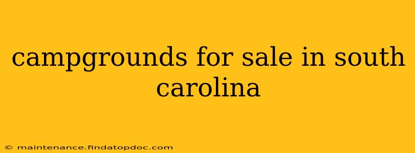 campgrounds for sale in south carolina