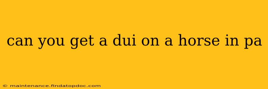 can you get a dui on a horse in pa