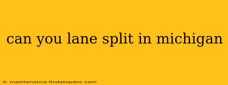 can you lane split in michigan