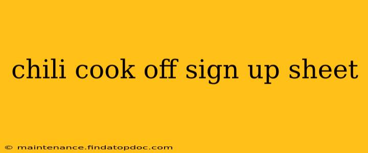 chili cook off sign up sheet