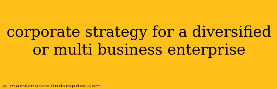 corporate strategy for a diversified or multi business enterprise
