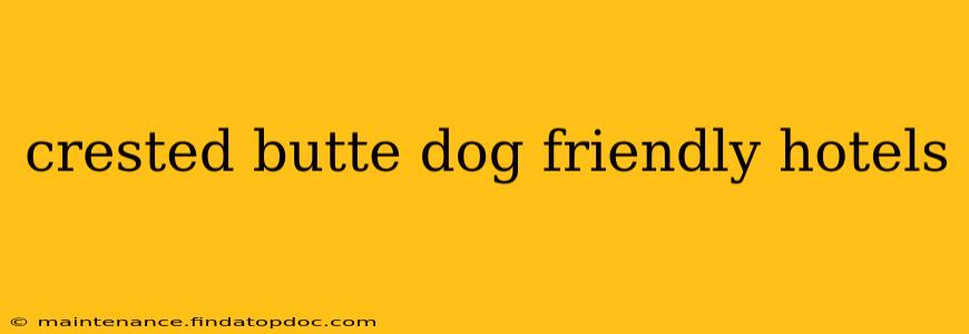 crested butte dog friendly hotels