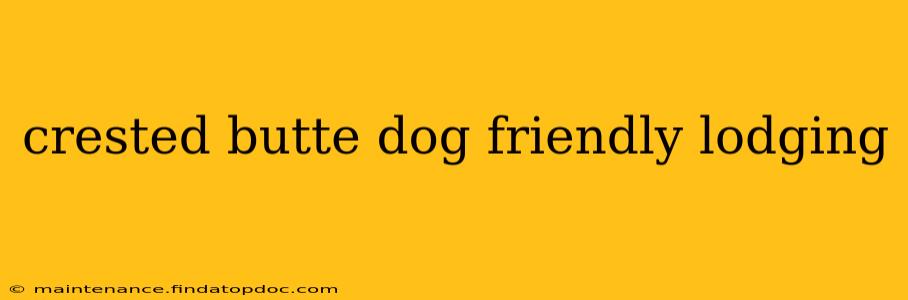 crested butte dog friendly lodging