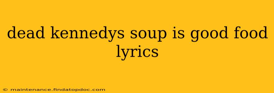 dead kennedys soup is good food lyrics