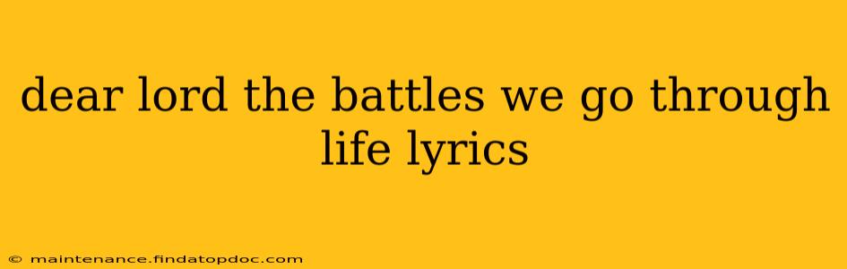 dear lord the battles we go through life lyrics