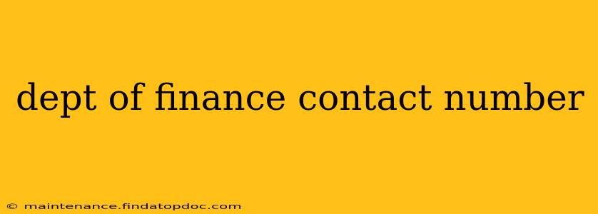 dept of finance contact number