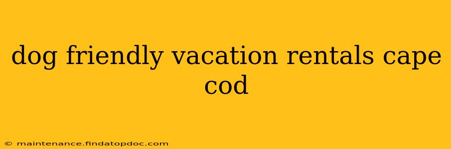 dog friendly vacation rentals cape cod
