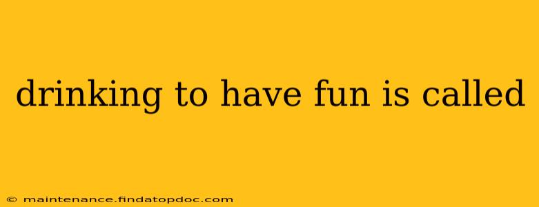 drinking to have fun is called