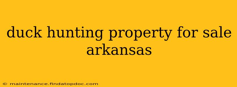 duck hunting property for sale arkansas