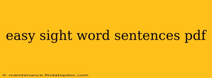 easy sight word sentences pdf