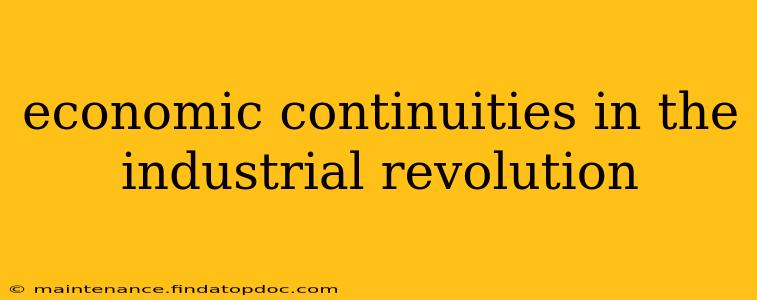 economic continuities in the industrial revolution