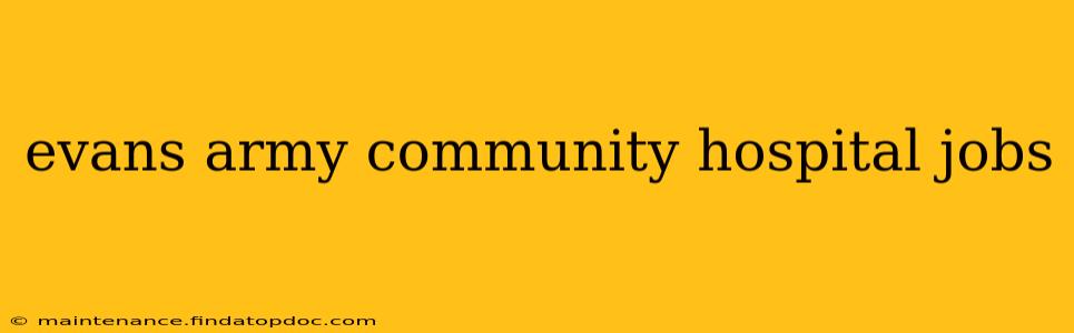 evans army community hospital jobs