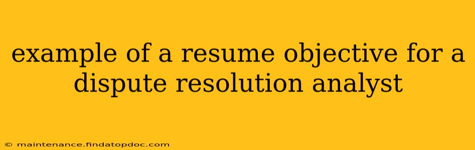 example of a resume objective for a dispute resolution analyst