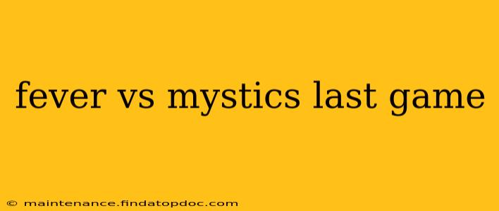 fever vs mystics last game