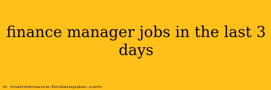 finance manager jobs in the last 3 days