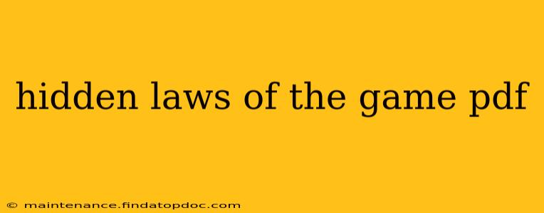 hidden laws of the game pdf