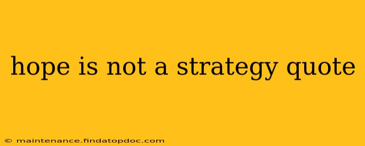 hope is not a strategy quote