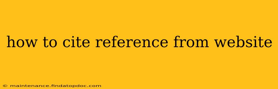 how to cite reference from website