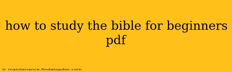how to study the bible for beginners pdf