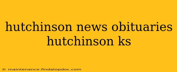 hutchinson news obituaries hutchinson ks
