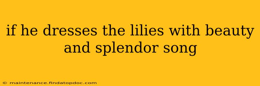 if he dresses the lilies with beauty and splendor song