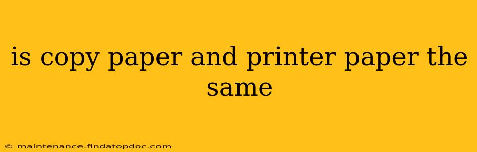 is copy paper and printer paper the same