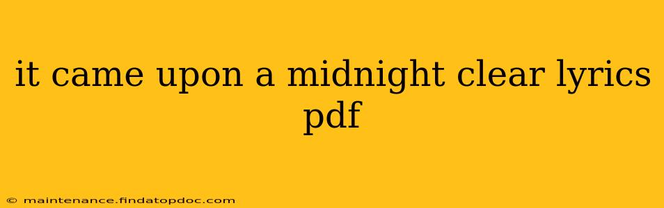 it came upon a midnight clear lyrics pdf