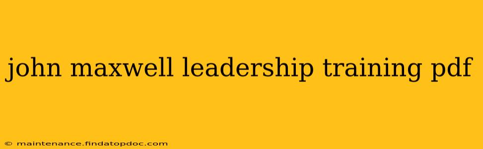 john maxwell leadership training pdf