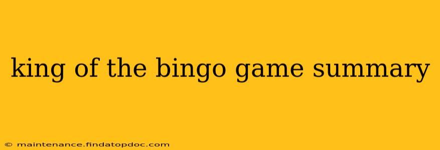 king of the bingo game summary
