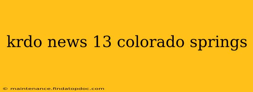 krdo news 13 colorado springs