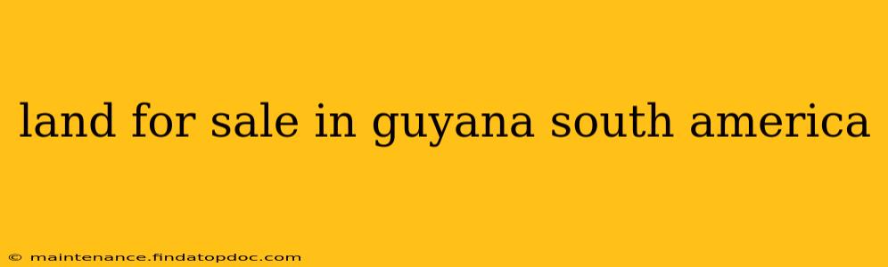 land for sale in guyana south america
