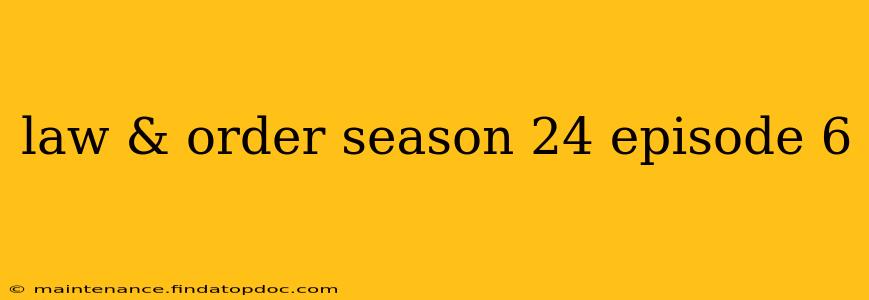 law & order season 24 episode 6