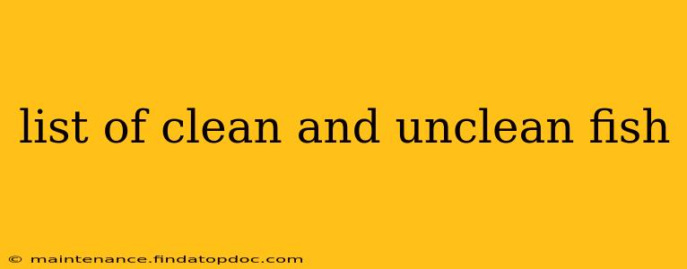 list of clean and unclean fish