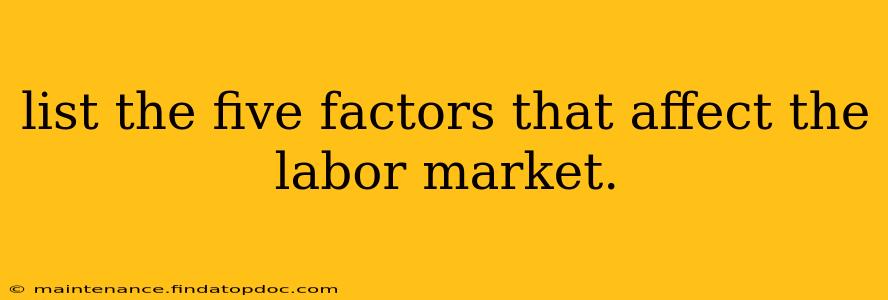 list the five factors that affect the labor market.