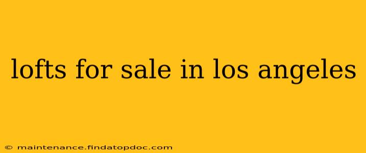 lofts for sale in los angeles