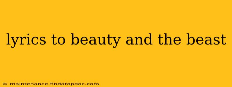 lyrics to beauty and the beast