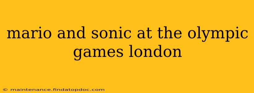 mario and sonic at the olympic games london